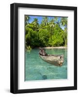 Young Boys Fishing in the Marovo Lagoon, Solomon Islands, Pacific-Michael Runkel-Framed Photographic Print