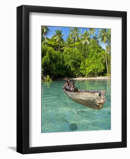 Young Boys Fishing in the Marovo Lagoon, Solomon Islands, Pacific-Michael Runkel-Framed Photographic Print