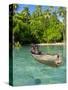 Young Boys Fishing in the Marovo Lagoon, Solomon Islands, Pacific-Michael Runkel-Stretched Canvas