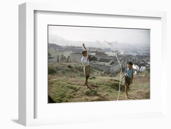 Young Boys Flying Kites in Durban, Africa 1960-Grey Villet-Framed Photographic Print