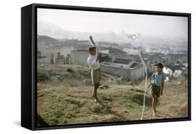 Young Boys Flying Kites in Durban, Africa 1960-Grey Villet-Framed Stretched Canvas