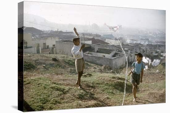 Young Boys Flying Kites in Durban, Africa 1960-Grey Villet-Stretched Canvas