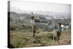 Young Boys Flying Kites in Durban, Africa 1960-Grey Villet-Stretched Canvas