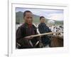 Young Boys on Horseback Herding Sheep, Mongolia, Central Asia-Bruno Morandi-Framed Photographic Print