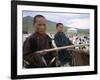Young Boys on Horseback Herding Sheep, Mongolia, Central Asia-Bruno Morandi-Framed Photographic Print
