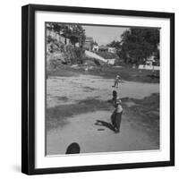 Young Boys Playing Baseball-null-Framed Photographic Print