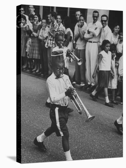 Young Boys Playing Trumpets in a Parade-Hank Walker-Stretched Canvas