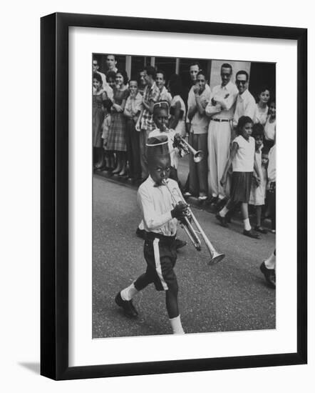 Young Boys Playing Trumpets in a Parade-Hank Walker-Framed Premium Photographic Print