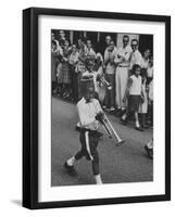 Young Boys Playing Trumpets in a Parade-Hank Walker-Framed Photographic Print