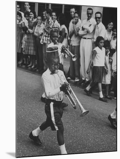 Young Boys Playing Trumpets in a Parade-Hank Walker-Mounted Photographic Print