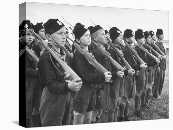 Young Boys Who are Members of a Fascist Group Posing in Uniform with Rifles-null-Stretched Canvas