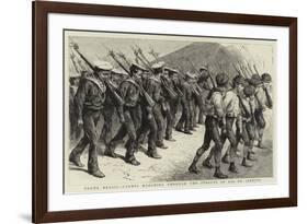 Young Brazil, Cadets Marching Through the Streets of Rio De Janeiro-null-Framed Premium Giclee Print