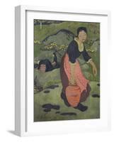 Young Breton Girl with a Jug, 1892 (Oil on Canvas)-Paul Serusier-Framed Giclee Print