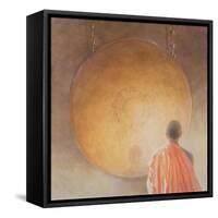 Young Buddhist Monk and Gong, Bhutan, 2010-Lincoln Seligman-Framed Stretched Canvas
