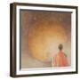 Young Buddhist Monk and Gong, Bhutan, 2010-Lincoln Seligman-Framed Giclee Print