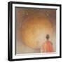 Young Buddhist Monk and Gong, Bhutan, 2010-Lincoln Seligman-Framed Giclee Print