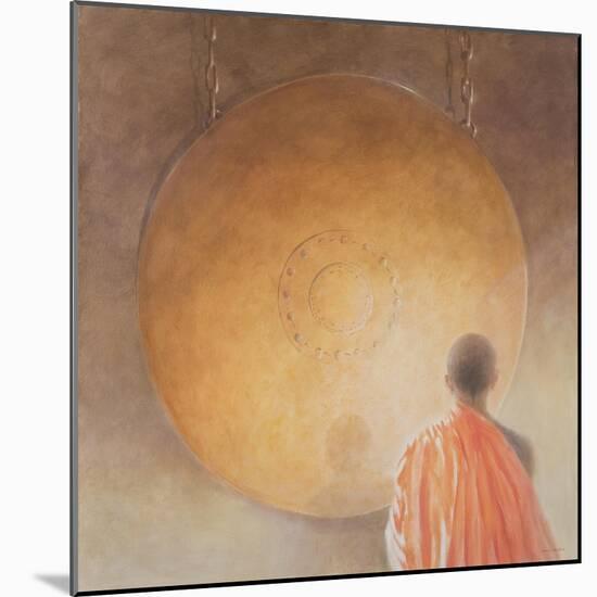 Young Buddhist Monk and Gong, Bhutan, 2010-Lincoln Seligman-Mounted Giclee Print