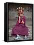 Young Buddhist Monk Holding Traditional Carved Wooden Mask to His Face at the Tamshing Phala Choepa-Lee Frost-Framed Stretched Canvas