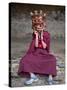 Young Buddhist Monk Holding Traditional Carved Wooden Mask to His Face at the Tamshing Phala Choepa-Lee Frost-Stretched Canvas