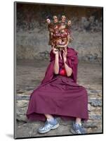 Young Buddhist Monk Holding Traditional Carved Wooden Mask to His Face at the Tamshing Phala Choepa-Lee Frost-Mounted Photographic Print