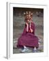 Young Buddhist Monk Holding Traditional Carved Wooden Mask to His Face at the Tamshing Phala Choepa-Lee Frost-Framed Photographic Print