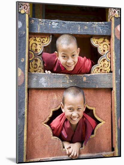 Young Buddhist Monks, Paro Dzong, Paro, Bhutan, Asia-Angelo Cavalli-Mounted Photographic Print