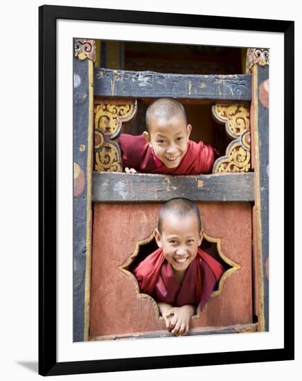 Young Buddhist Monks, Paro Dzong, Paro, Bhutan, Asia-Angelo Cavalli-Framed Photographic Print