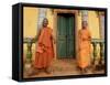 Young Buddhist Novices Relax Outside Their Temple in Sen Monorom, Cambodia, Southeast Asia-Andrew Mcconnell-Framed Stretched Canvas