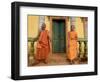 Young Buddhist Novices Relax Outside Their Temple in Sen Monorom, Cambodia, Southeast Asia-Andrew Mcconnell-Framed Photographic Print