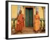 Young Buddhist Novices Relax Outside Their Temple in Sen Monorom, Cambodia, Southeast Asia-Andrew Mcconnell-Framed Photographic Print