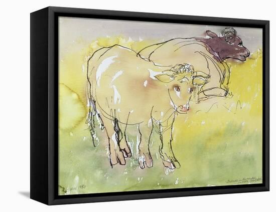 Young Bullocks in the Meadow, 1983-Brenda Brin Booker-Framed Stretched Canvas