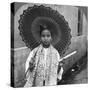 Young Burmese Woman Holding a Huge Cigar, Rangoon, Burma, 1908-null-Stretched Canvas