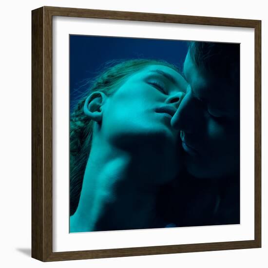 Young Caucasian Couple in Love at Twilight Light-Serg Zastavkin-Framed Photographic Print