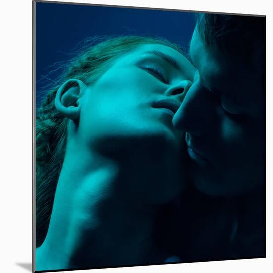 Young Caucasian Couple in Love at Twilight Light-Serg Zastavkin-Mounted Photographic Print