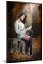 Young Caucasian Sensual Woman Reading a Book in a Romantic Autumn Scenery. Portrait of Pretty Young-iancucristi-Mounted Photographic Print