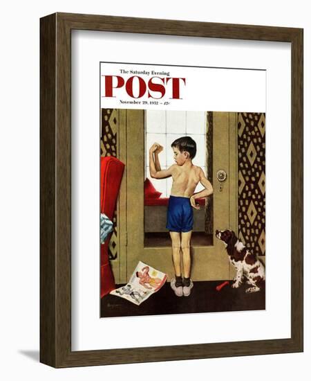 "Young Charles Atlas" Saturday Evening Post Cover, November 29, 1952-George Hughes-Framed Giclee Print