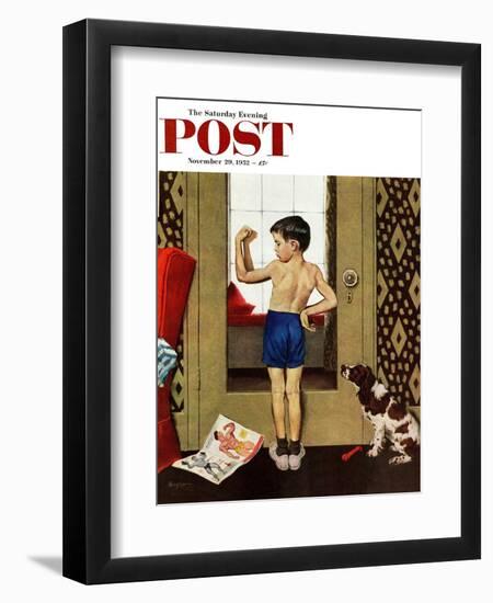 "Young Charles Atlas" Saturday Evening Post Cover, November 29, 1952-George Hughes-Framed Giclee Print