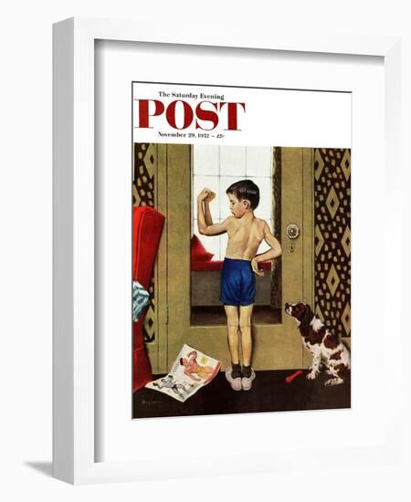 "Young Charles Atlas" Saturday Evening Post Cover, November 29, 1952-George Hughes-Framed Giclee Print