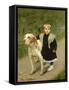 Young Child and a Big Dog-Luigi Toro-Framed Stretched Canvas