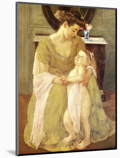 Young Child at Bath Time-Mary Cassatt-Mounted Giclee Print