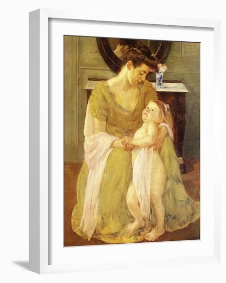 Young Child at Bath Time-Mary Cassatt-Framed Giclee Print