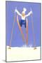 Young Child Skiing with Long Poles-null-Mounted Art Print