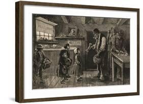 Young Children Waiting for Bones from Meat Saloon Worker-null-Framed Giclee Print