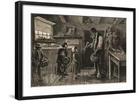 Young Children Waiting for Bones from Meat Saloon Worker-null-Framed Giclee Print