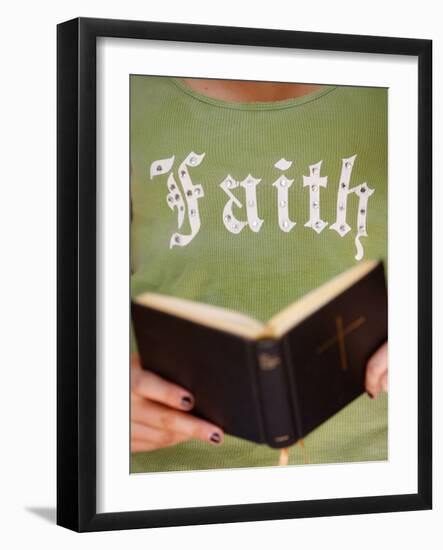 Young Christian Reading the Bible, Saint-Gervais, Haute Savoie, France, Europe-null-Framed Photographic Print