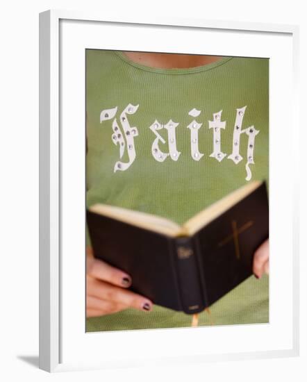 Young Christian Reading the Bible, Saint-Gervais, Haute Savoie, France, Europe-null-Framed Photographic Print