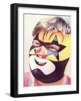 Young Chubby Boy in Wrestling Mask-null-Framed Art Print