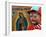 Young Clown, "Bolillito," Stands Next to an Image of the Virgin of Guadalupe in Mexico City-null-Framed Photographic Print