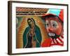 Young Clown, "Bolillito," Stands Next to an Image of the Virgin of Guadalupe in Mexico City-null-Framed Photographic Print