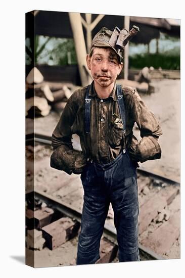 Young Coal Miner at Turkey Knob Mine, West Virginia. 1908 (Coloured Photo)-Lewis Wickes Hine-Stretched Canvas